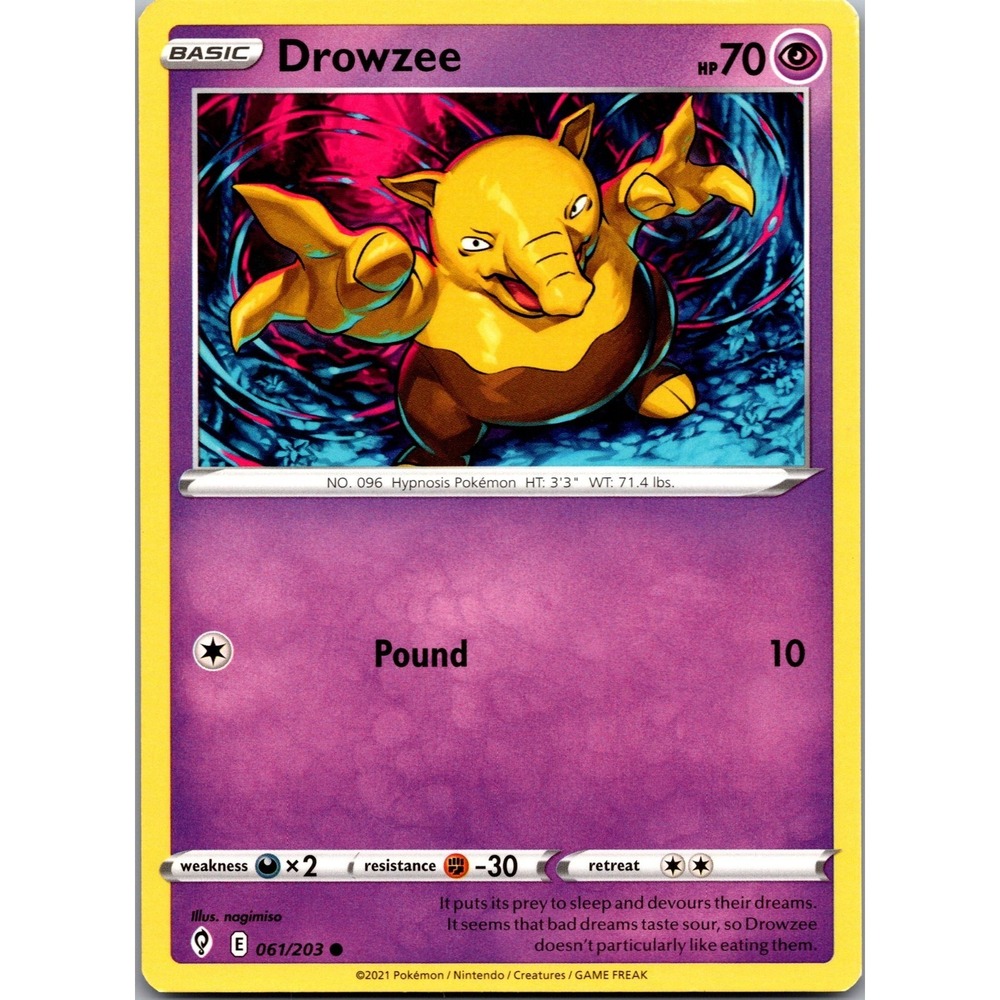 Drowzee Common SWSH07: Evolving Skies 061/203 LP tcga+ Normal